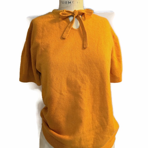 Chanel Yellow(Mustard)Short Sleeve Cashmere Sweater